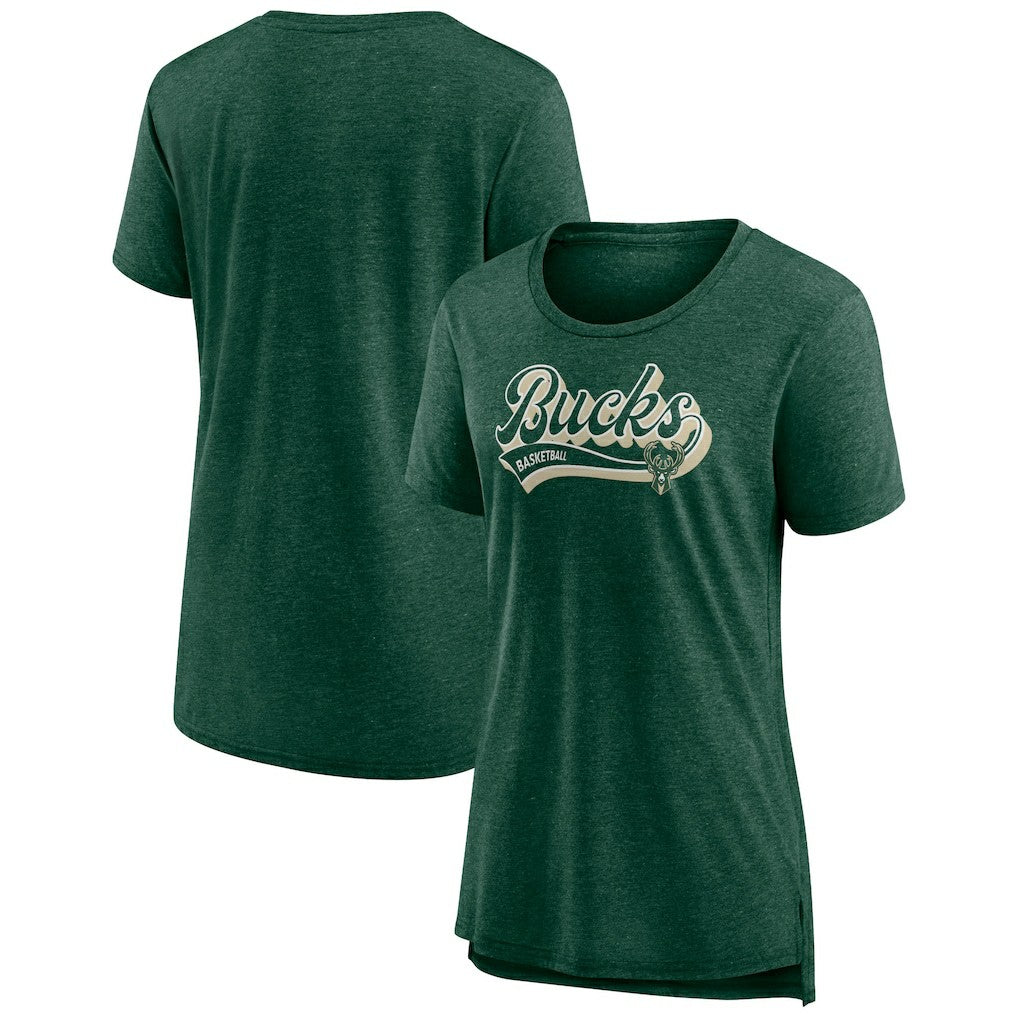 Fanatics Milwaukee Bucks Women's League Leader Tri-Blend T-Shirt Hunter Green