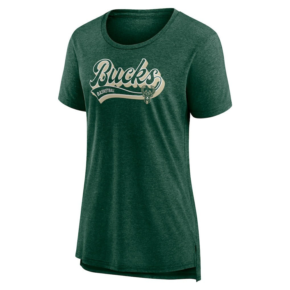 Fanatics Milwaukee Bucks Women's League Leader Tri-Blend T-Shirt Hunter Green