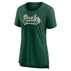 Fanatics Milwaukee Bucks Women's League Leader Tri-Blend T-Shirt Hunter Green