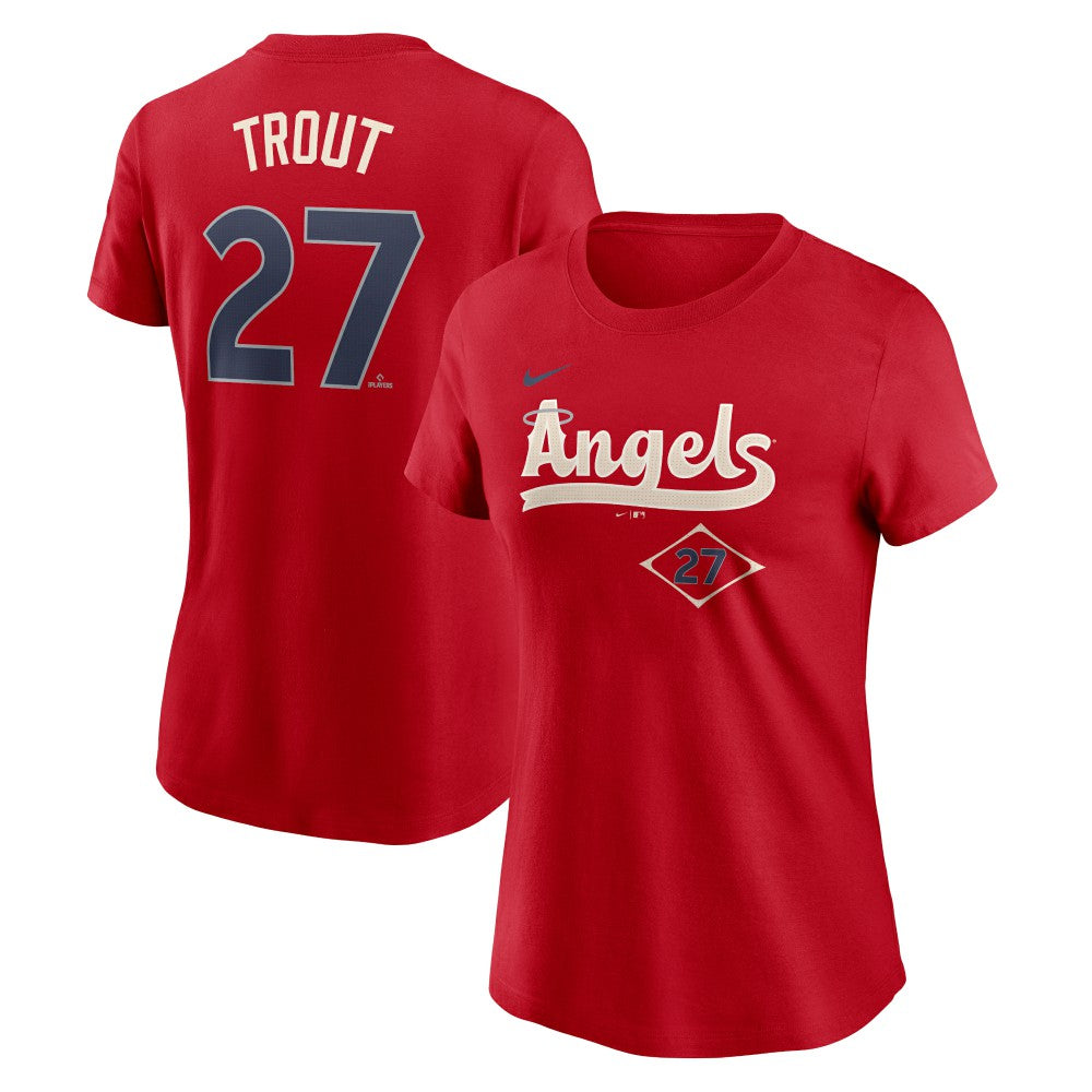 Mike Trout Los Angeles Angels Nike Women's 2024 City Connect Fuse Player Name & Number T-Shirt Near Me