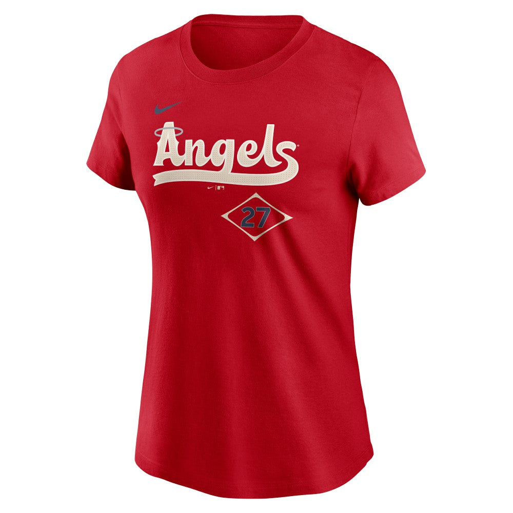 Mike Trout Los Angeles Angels Nike Women's 2024 City Connect Fuse Player Name & Number T-Shirt Near Me
