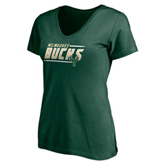 Milwaukee Bucks Women's Mascot In Bounds V-Neck T-Shirt Hunter Green