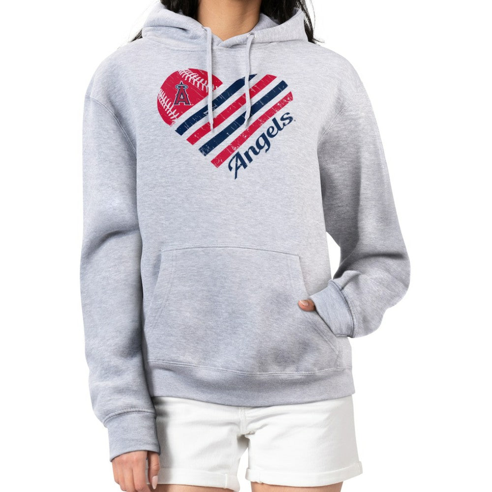 Los Angeles Angels G-III 4Her by Carl Banks Women's Heart Fleece Pullover Hoodie for sale