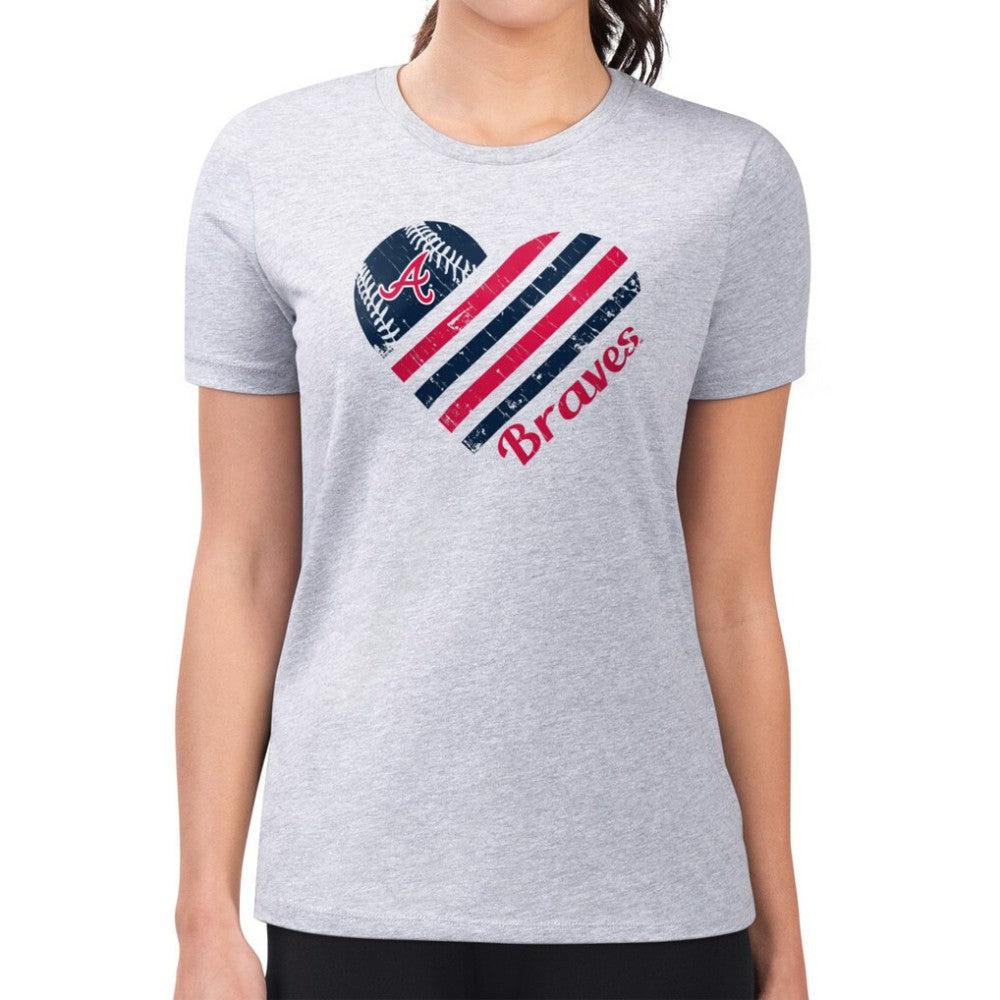 Atlanta Braves G-III 4Her by Carl Banks Women's Super-Slim Fit Lightweight Heart Graphic T-Shirt Sale