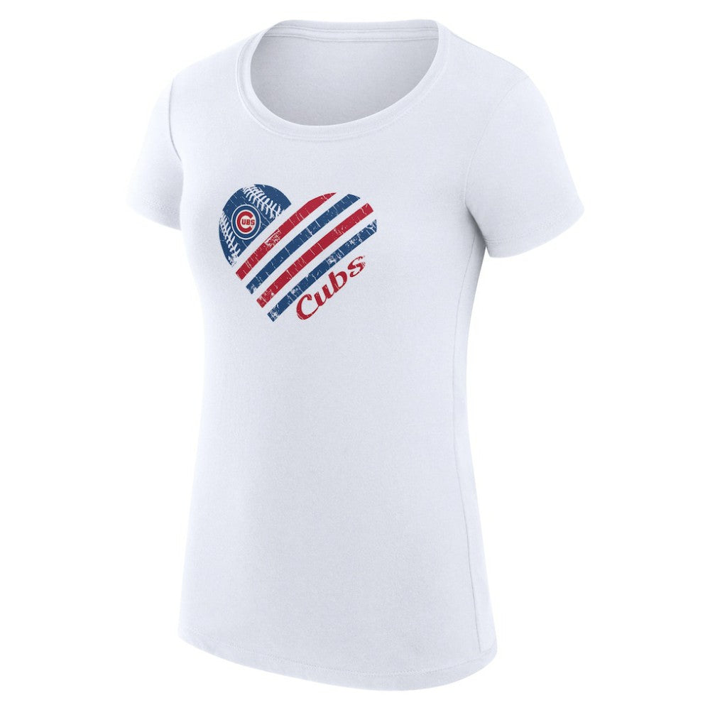 Chicago Cubs G-III 4Her by Carl Banks Women's Super-Slim Fit Lightweight Heart Graphic T-Shirt Sale