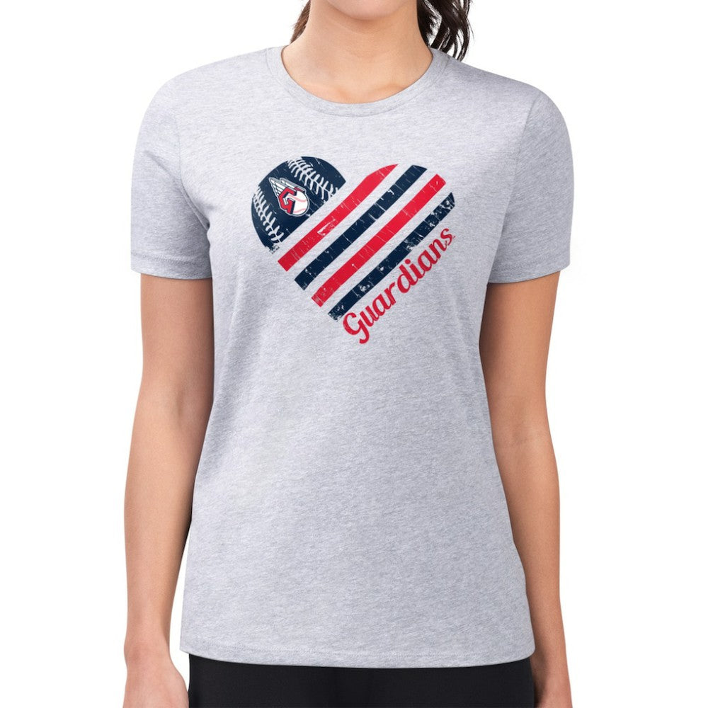 Cleveland Guardians G-III 4Her by Carl Banks Women's Super-Slim Fit Lightweight Heart Graphic T-Shirt Sale