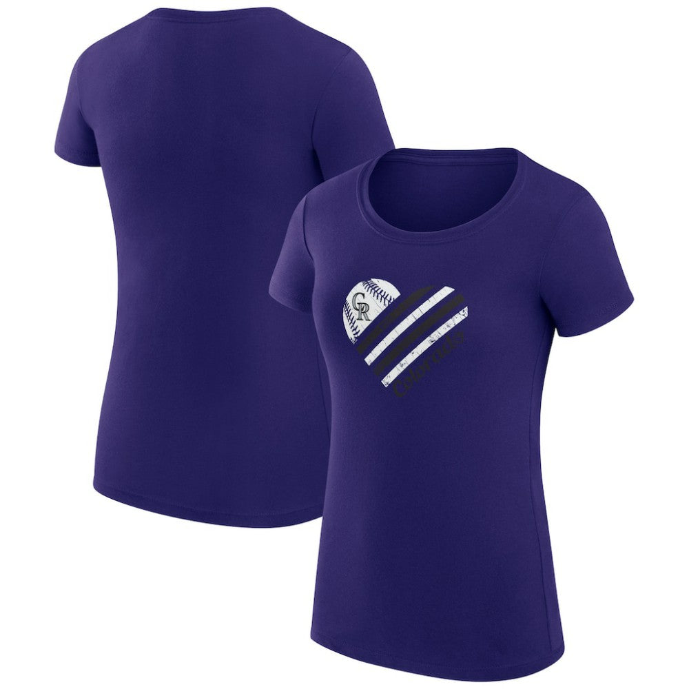 Colorado Rockies G-III 4Her by Carl Banks Women's Super-Slim Fit Lightweight Heart Graphic T-Shirt Outlet