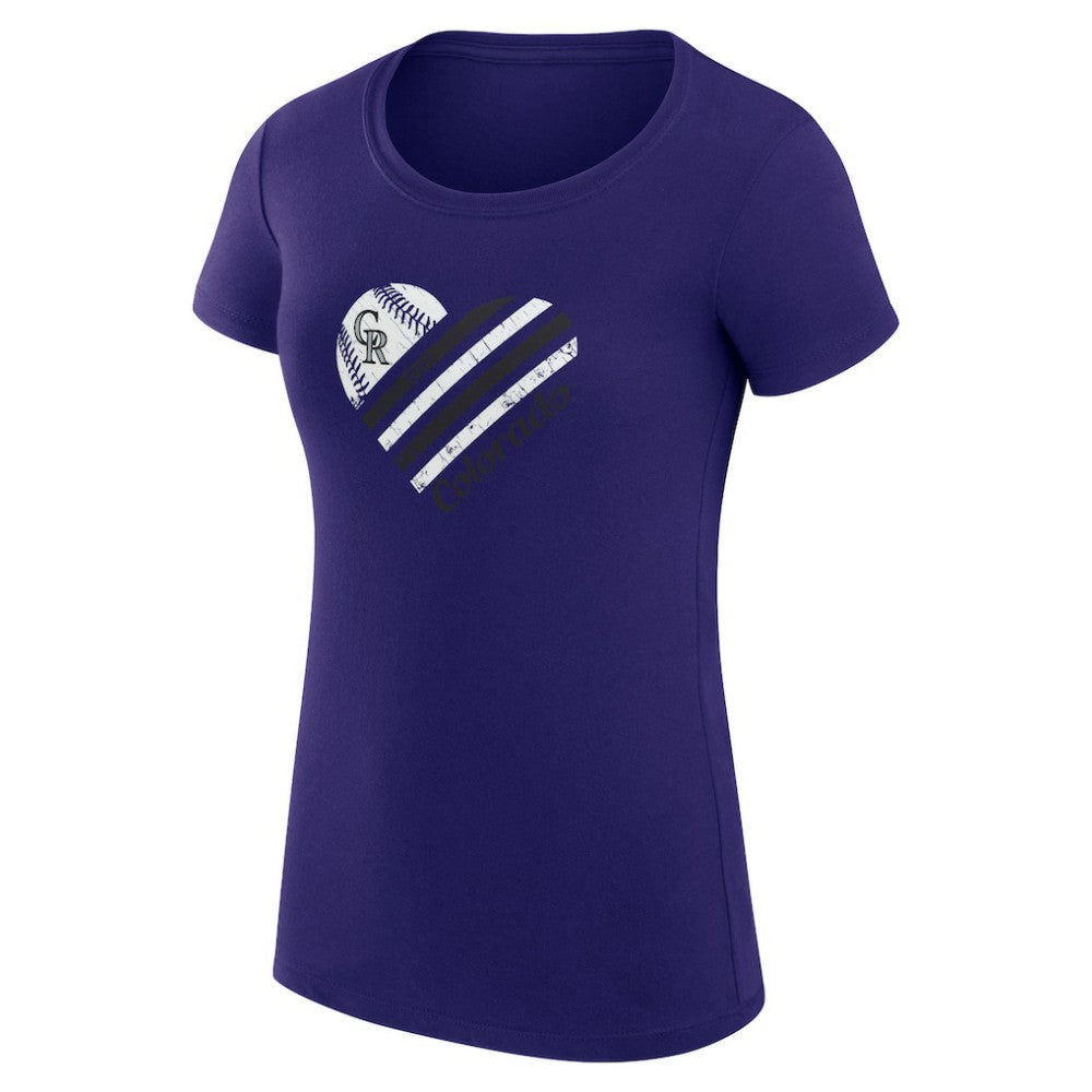 Colorado Rockies G-III 4Her by Carl Banks Women's Super-Slim Fit Lightweight Heart Graphic T-Shirt Outlet