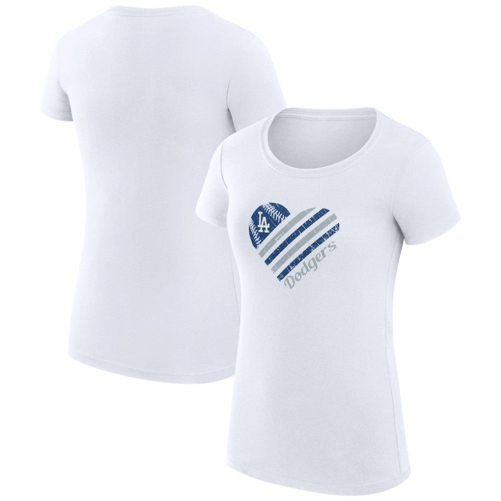 Los Angeles Dodgers G-III 4Her by Carl Banks Women's Super-Slim Fit Lightweight Heart Graphic T-Shirt Discount