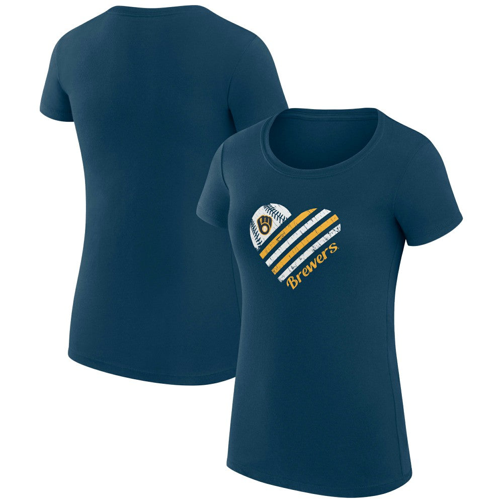 Milwaukee Brewers G-III 4Her by Carl Banks Women's Super-Slim Fit Lightweight Heart Graphic T-Shirt Discount