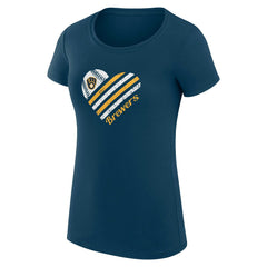 Milwaukee Brewers G-III 4Her by Carl Banks Women's Super-Slim Fit Lightweight Heart Graphic T-Shirt Discount