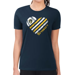 Milwaukee Brewers G-III 4Her by Carl Banks Women's Super-Slim Fit Lightweight Heart Graphic T-Shirt Discount