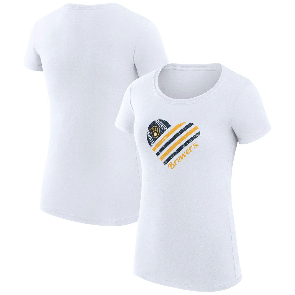 Milwaukee Brewers G-III 4Her by Carl Banks Women's Super-Slim Fit Lightweight Heart Graphic T-Shirt Outlet