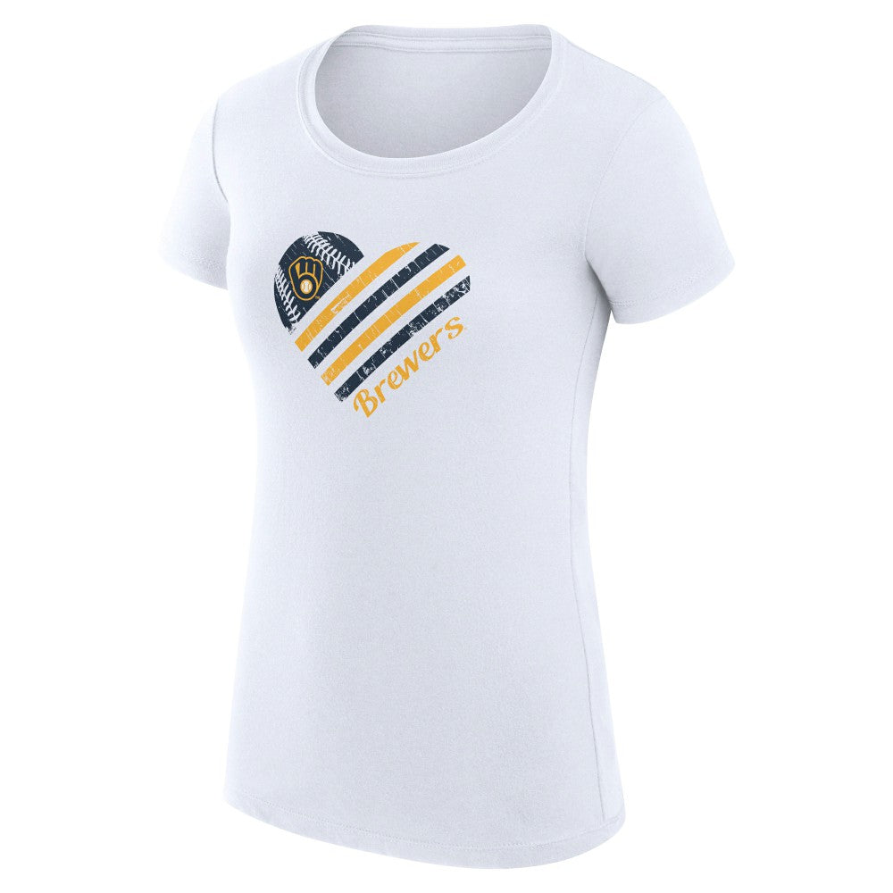 Milwaukee Brewers G-III 4Her by Carl Banks Women's Super-Slim Fit Lightweight Heart Graphic T-Shirt Outlet
