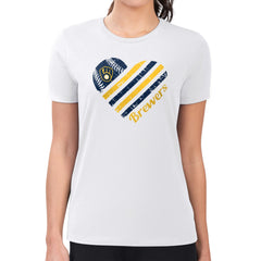 Milwaukee Brewers G-III 4Her by Carl Banks Women's Super-Slim Fit Lightweight Heart Graphic T-Shirt Outlet