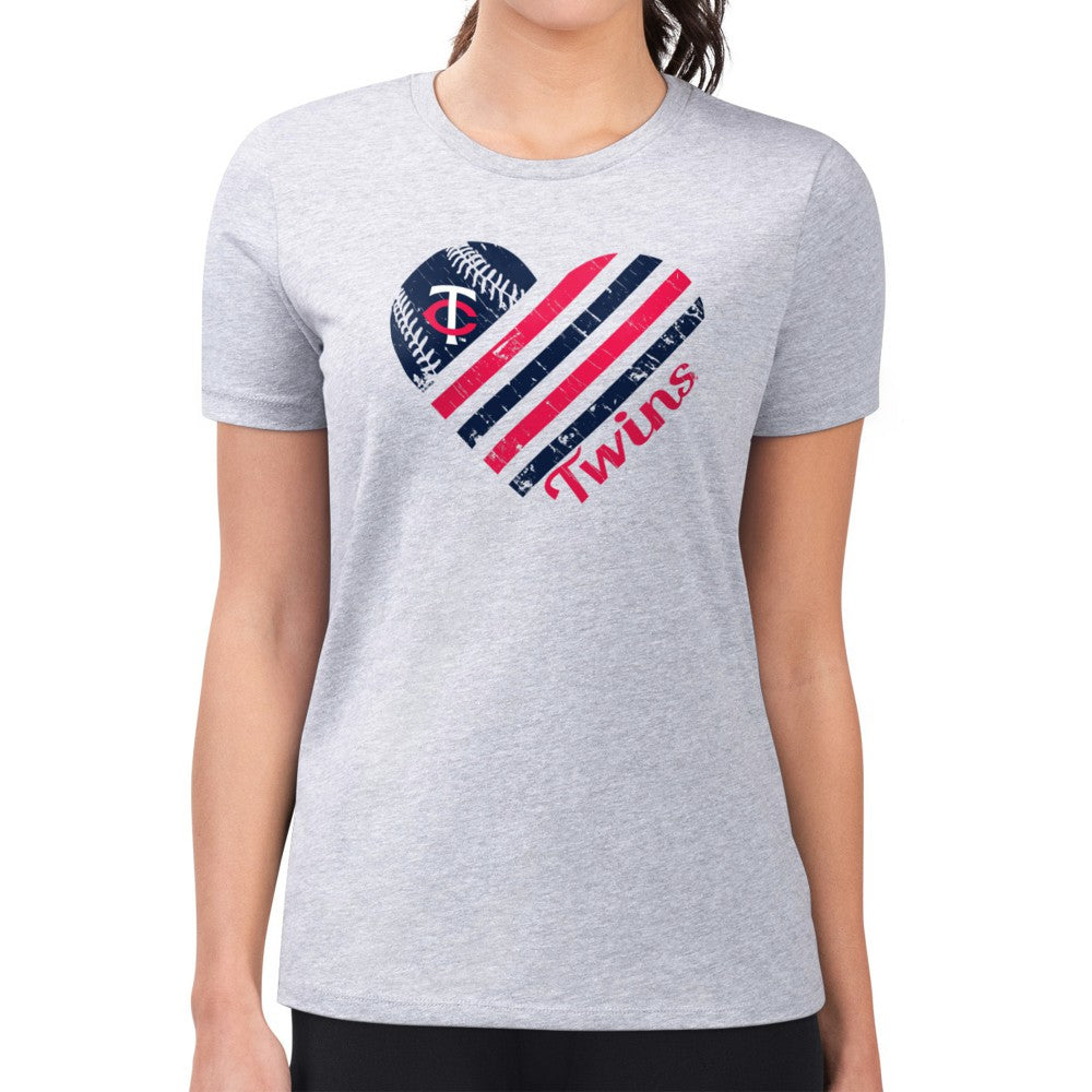 Minnesota Twins G-III 4Her by Carl Banks Women's Super-Slim Fit Lightweight Heart Graphic T-Shirt Outlet