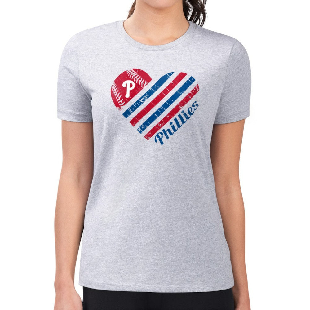 Philadelphia Phillies G-III 4Her by Carl Banks Women's Super-Slim Fit Lightweight Heart Graphic T-Shirt Outlet