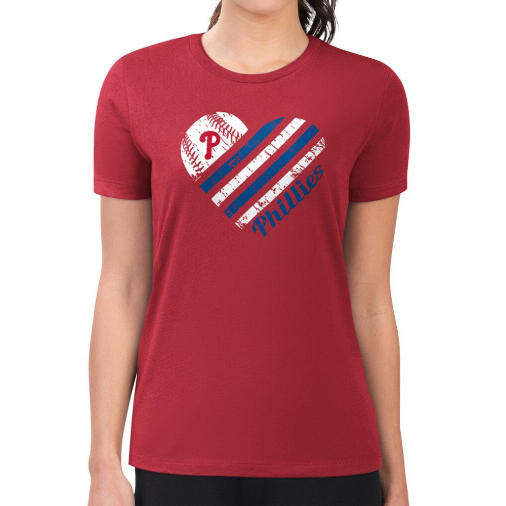 Philadelphia Phillies G-III 4Her by Carl Banks Women's Super-Slim Fit Lightweight Heart Graphic T-Shirt Sale