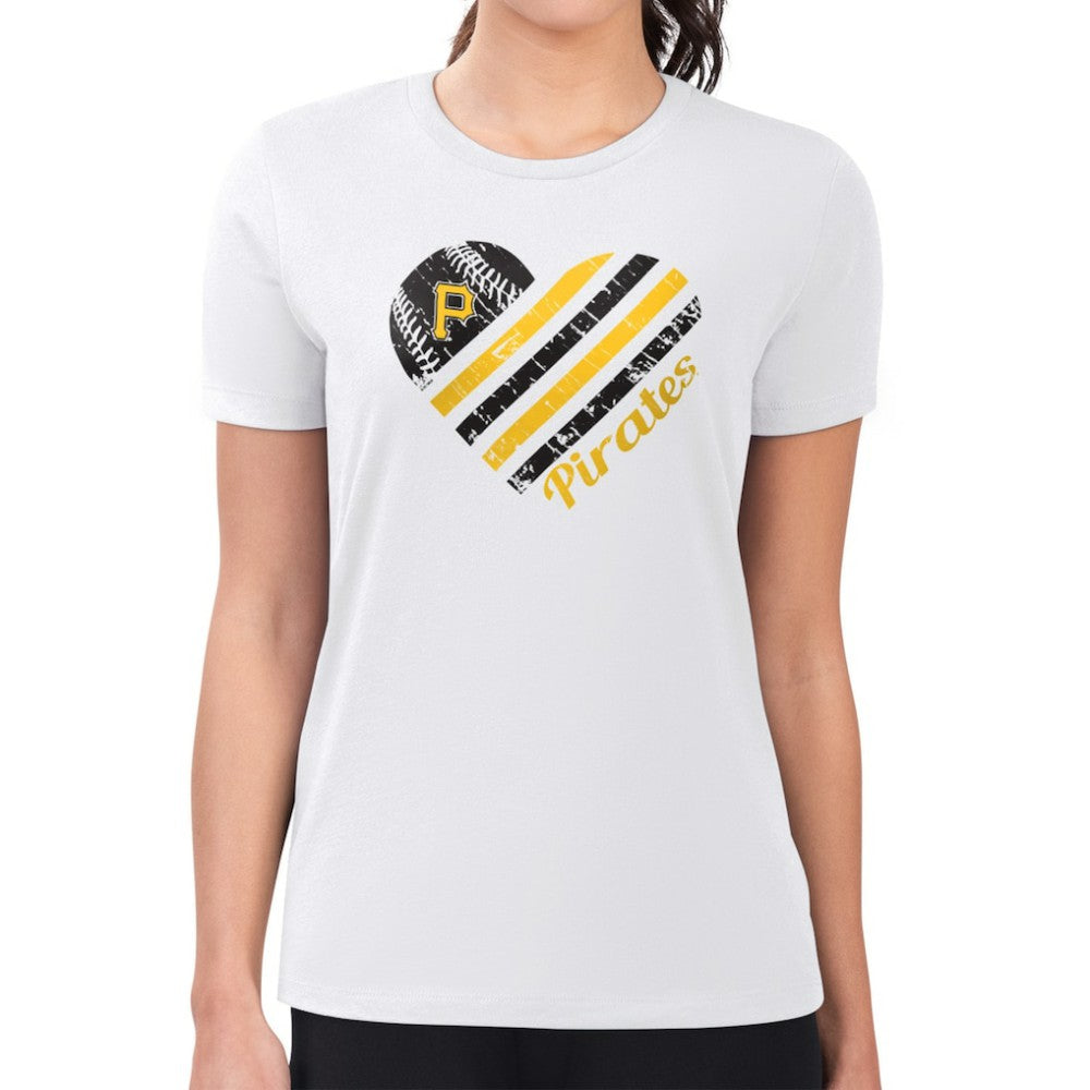Pittsburgh Pirates G-III 4Her by Carl Banks Women's Super-Slim Fit Lightweight Heart Graphic T-Shirt Discount