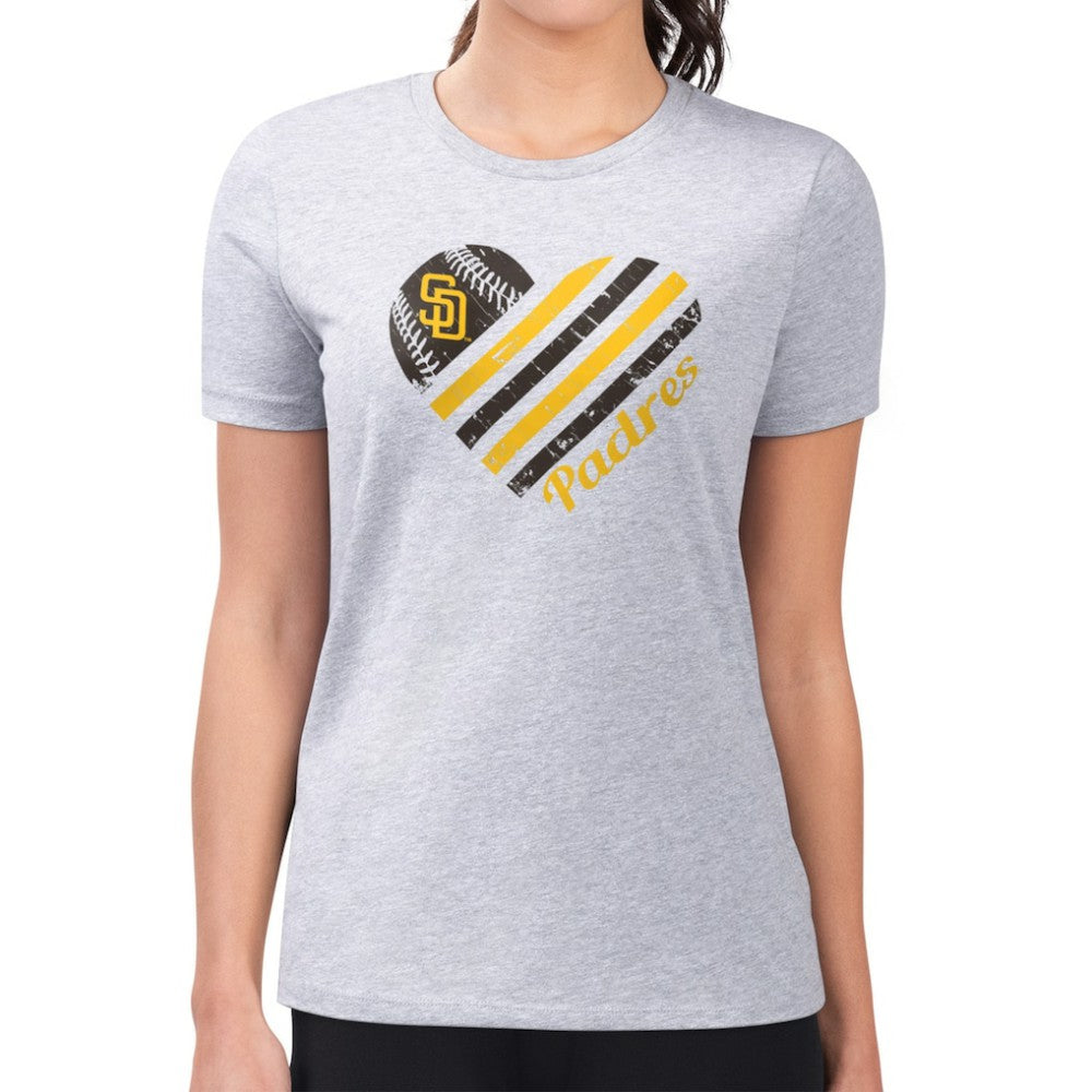 San Diego Padres G-III 4Her by Carl Banks Women's Super-Slim Fit Lightweight Heart Graphic T-Shirt Sale