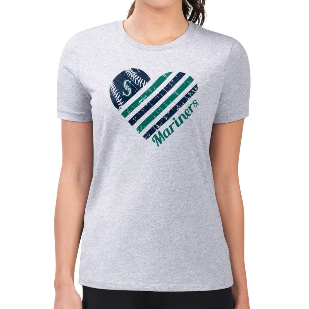 Seattle Mariners G-III 4Her by Carl Banks Women's Super-Slim Fit Lightweight Heart Graphic T-Shirt Sale
