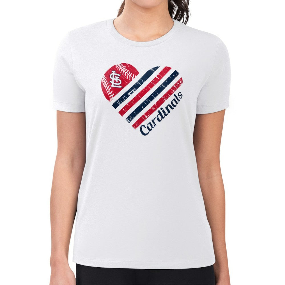 St. Louis Cardinals G-III 4Her by Carl Banks Women's Super-Slim Fit Lightweight Heart Graphic T-Shirt Outlet