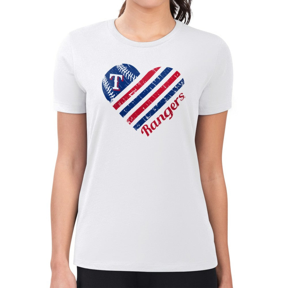 Texas Rangers G-III 4Her by Carl Banks Women's Super-Slim Fit Lightweight Heart Graphic T-Shirt Outlet