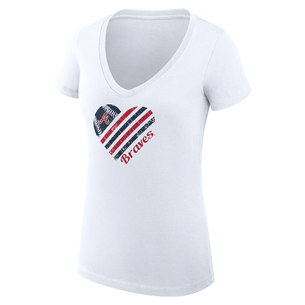 Atlanta Braves G-III 4Her by Carl Banks Women's Super-Slim Fit Lightweight Heart V-Neck T-Shirt Online