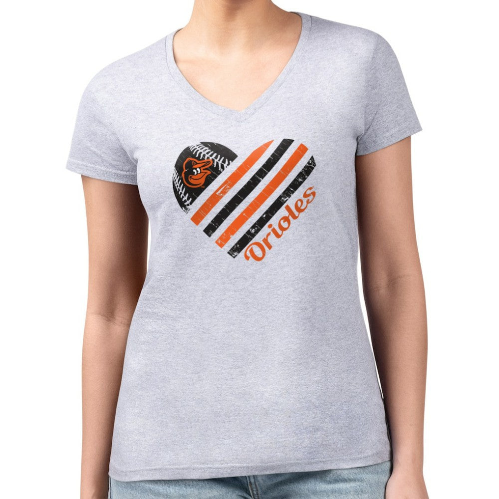 Baltimore Orioles G-III 4Her by Carl Banks Women's Super-Slim Fit Lightweight Heart V-Neck T-Shirt Near Me