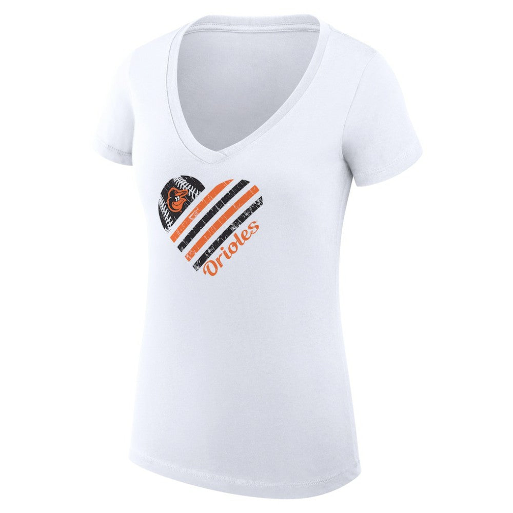 Baltimore Orioles G-III 4Her by Carl Banks Women's Super-Slim Fit Lightweight Heart V-Neck T-Shirt Online