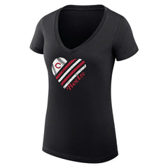 Cincinnati Reds G-III 4Her by Carl Banks Women's Super-Slim Fit Lightweight Heart V-Neck T-Shirt Discount