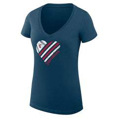 Cleveland Guardians G-III 4Her by Carl Banks Women's Super-Slim Fit Lightweight Heart V-Neck T-Shirt for sale