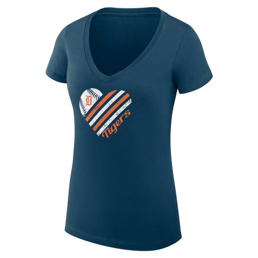 Detroit Tigers G-III 4Her by Carl Banks Women's Super-Slim Fit Lightweight Heart V-Neck T-Shirt for sale