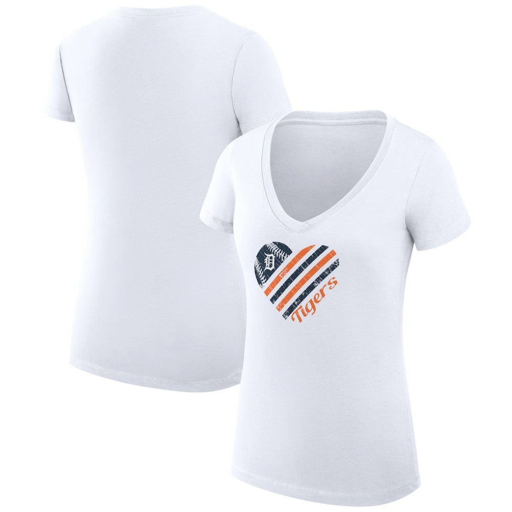 Detroit Tigers G-III 4Her by Carl Banks Women's Super-Slim Fit Lightweight Heart V-Neck T-Shirt Online