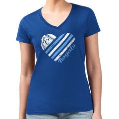 Kansas City Royals G-III 4Her by Carl Banks Women's Super-Slim Fit Lightweight Heart V-Neck T-Shirt for sale