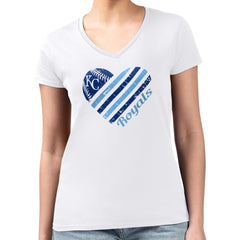 Kansas City Royals G-III 4Her by Carl Banks Women's Super-Slim Fit Lightweight Heart V-Neck T-Shirt Online