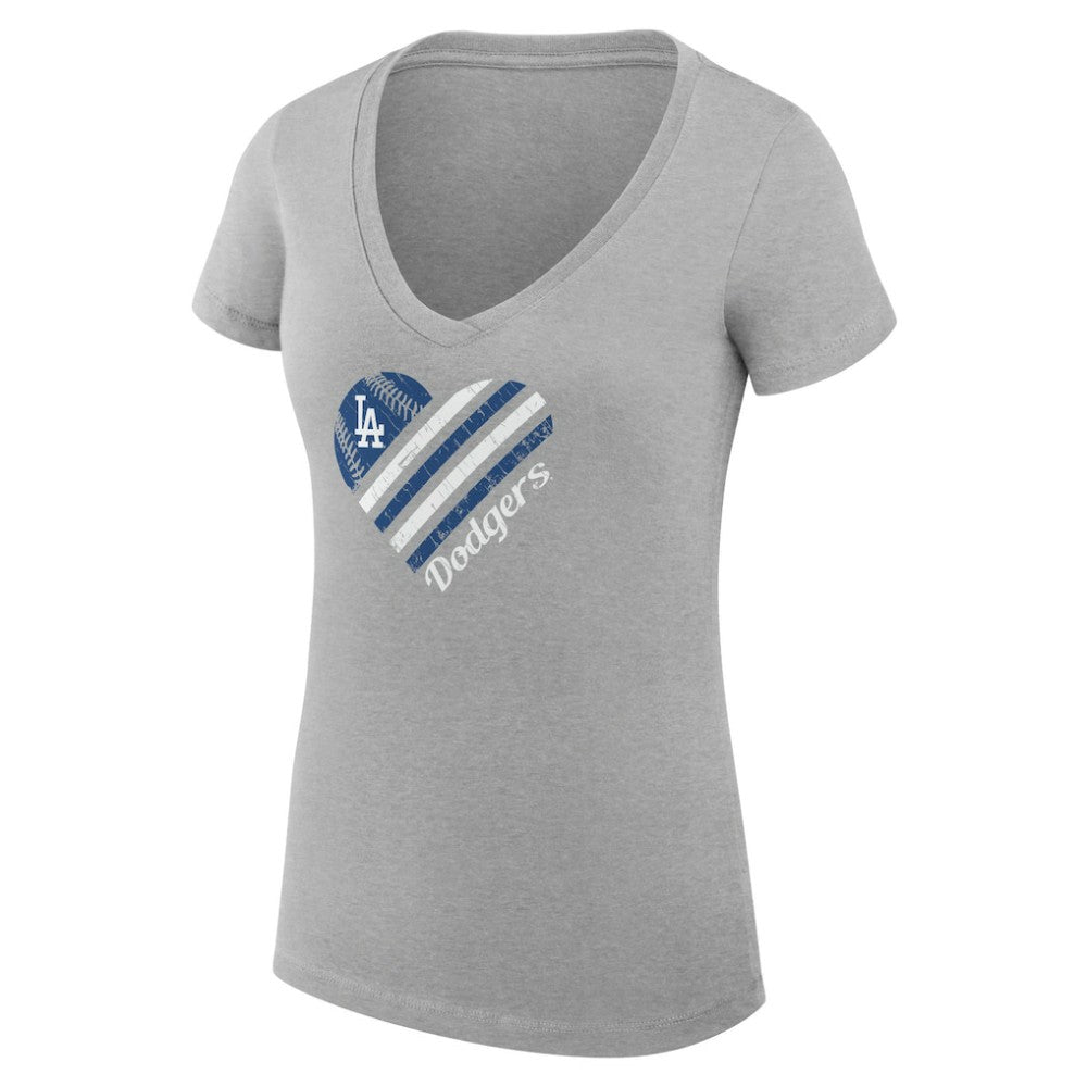 Los Angeles Dodgers G-III 4Her by Carl Banks Women's Super-Slim Fit Lightweight Heart V-Neck T-Shirt Near Me