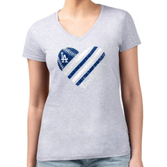 Los Angeles Dodgers G-III 4Her by Carl Banks Women's Super-Slim Fit Lightweight Heart V-Neck T-Shirt Near Me