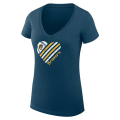 Milwaukee Brewers G-III 4Her by Carl Banks Women's Super-Slim Fit Lightweight Heart V-Neck T-Shirt Sale