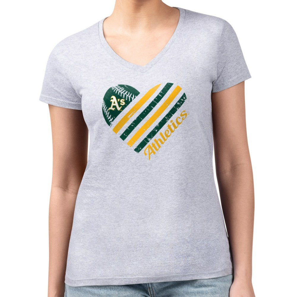 Athletics G-III 4Her by Carl Banks Women's Super-Slim Fit Lightweight Heart V-Neck T-Shirt for sale