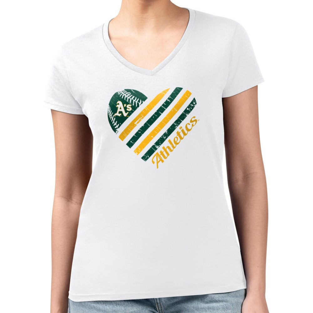 Athletics G-III 4Her by Carl Banks Women's Super-Slim Fit Lightweight Heart V-Neck T-Shirt for sale