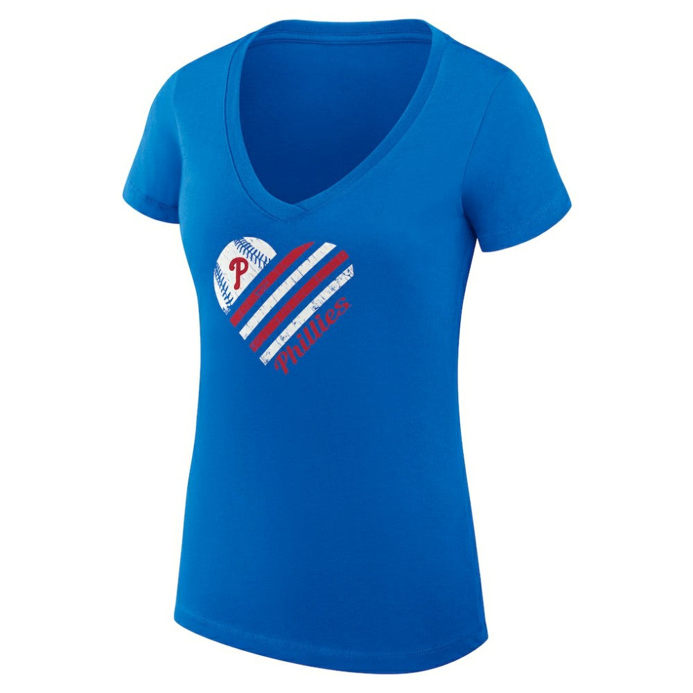 Philadelphia Phillies G-III 4Her by Carl Banks Women's Super-Slim Fit Lightweight Heart V-Neck T-Shirt Discount