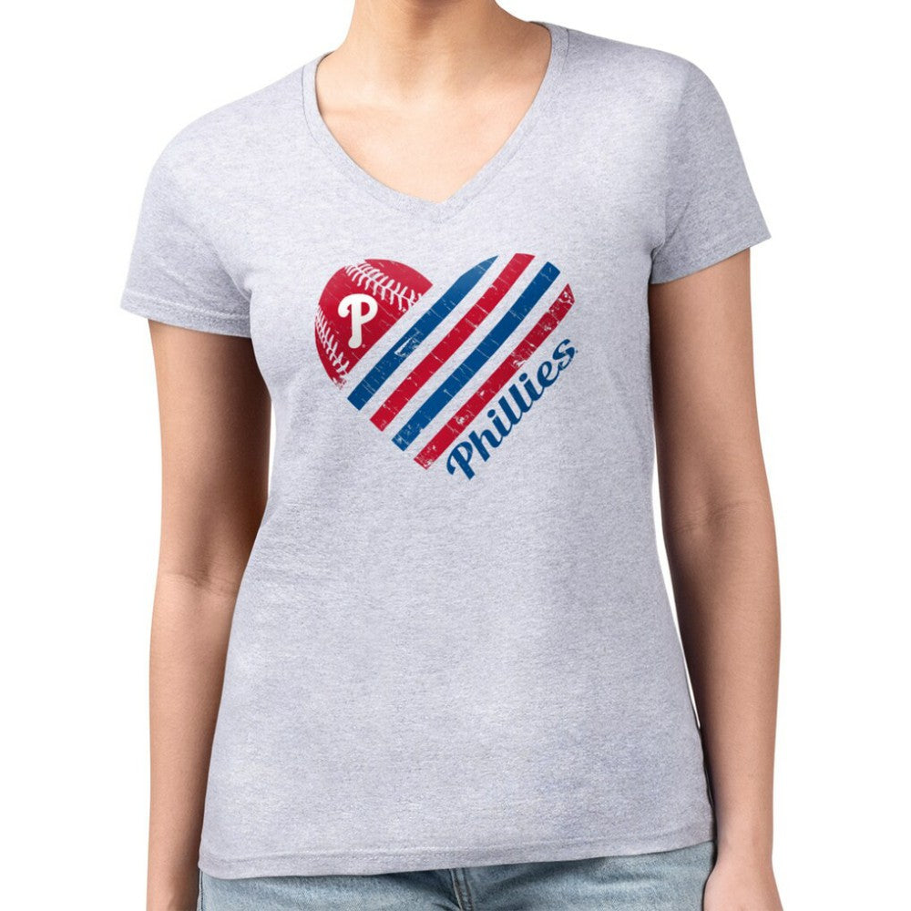 Philadelphia Phillies G-III 4Her by Carl Banks Women's Super-Slim Fit Lightweight Heart V-Neck T-Shirt Near Me