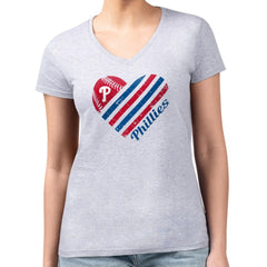 Philadelphia Phillies G-III 4Her by Carl Banks Women's Super-Slim Fit Lightweight Heart V-Neck T-Shirt Near Me