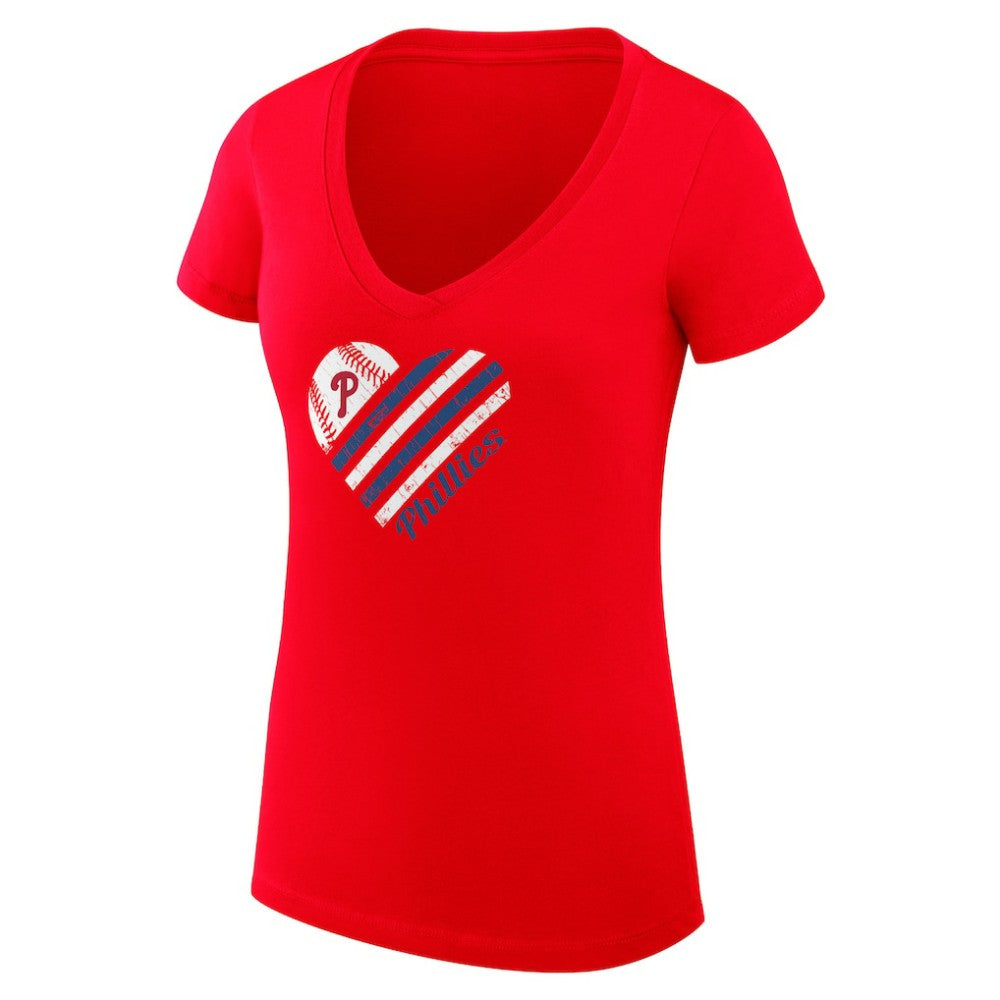 Philadelphia Phillies G-III 4Her by Carl Banks Women's Super-Slim Fit Lightweight Heart V-Neck T-Shirt Near Me