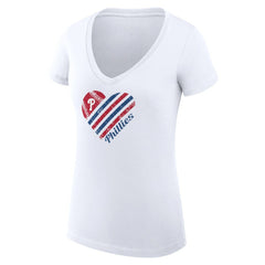 Philadelphia Phillies G-III 4Her by Carl Banks Women's Super-Slim Fit Lightweight Heart V-Neck T-Shirt for sale