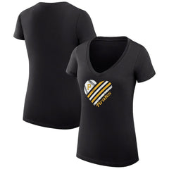 Pittsburgh Pirates G-III 4Her by Carl Banks Women's Super-Slim Fit Lightweight Heart V-Neck T-Shirt for sale