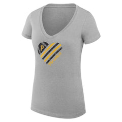 Pittsburgh Pirates G-III 4Her by Carl Banks Women's Super-Slim Fit Lightweight Heart V-Neck T-Shirt Discount