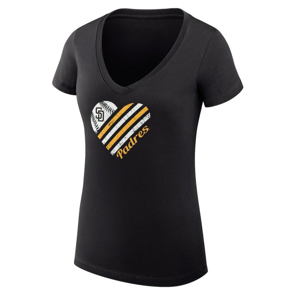 San Diego Padres G-III 4Her by Carl Banks Women's Super-Slim Fit Lightweight Heart V-Neck T-Shirt Sale