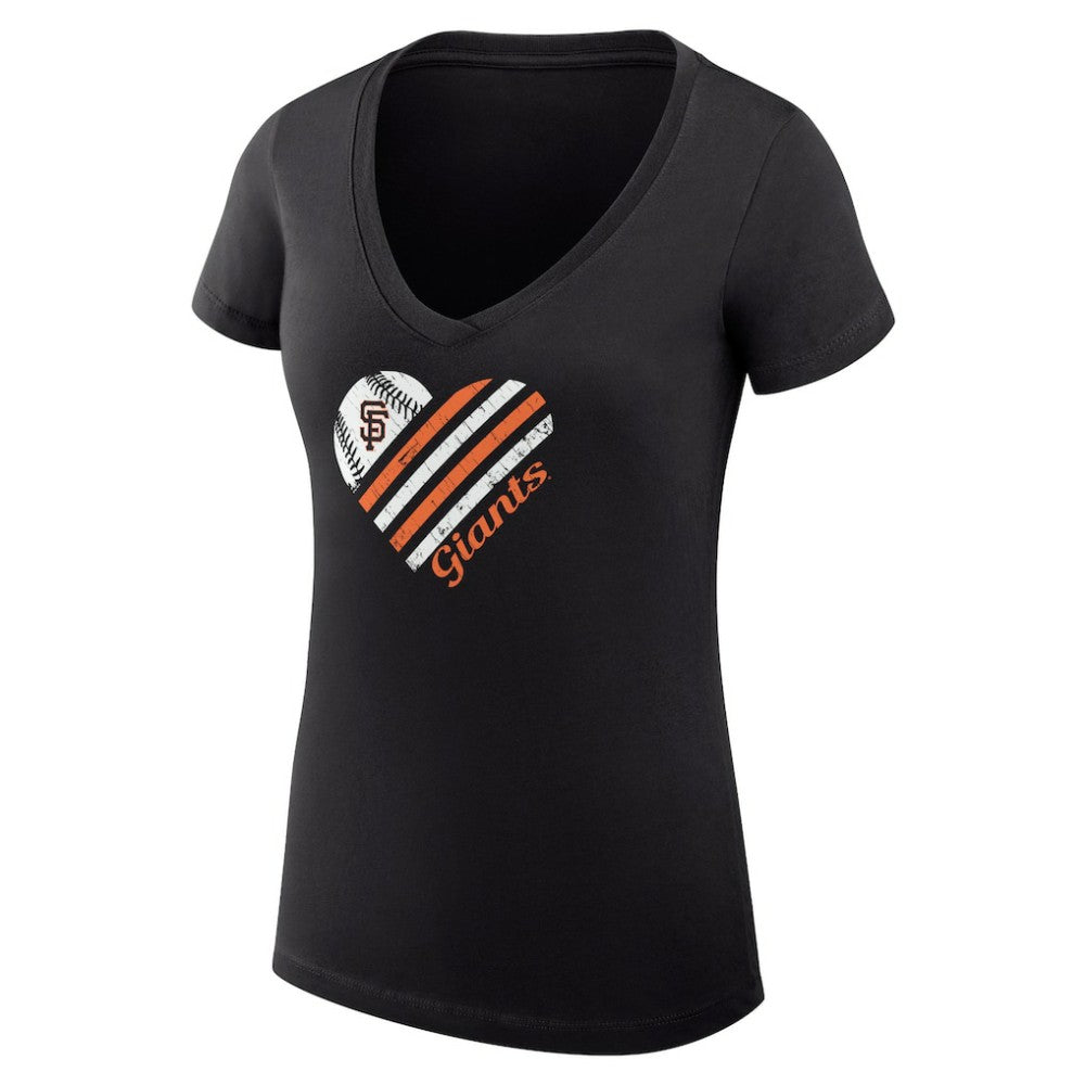 San Francisco Giants G-III 4Her by Carl Banks Women's Super-Slim Fit Lightweight Heart V-Neck T-Shirt Sale